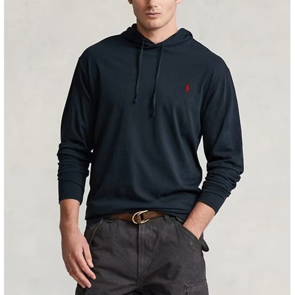 Polo Ralph Lauren Jersey Long Sleeve Black Hoodie Size XXL NWT